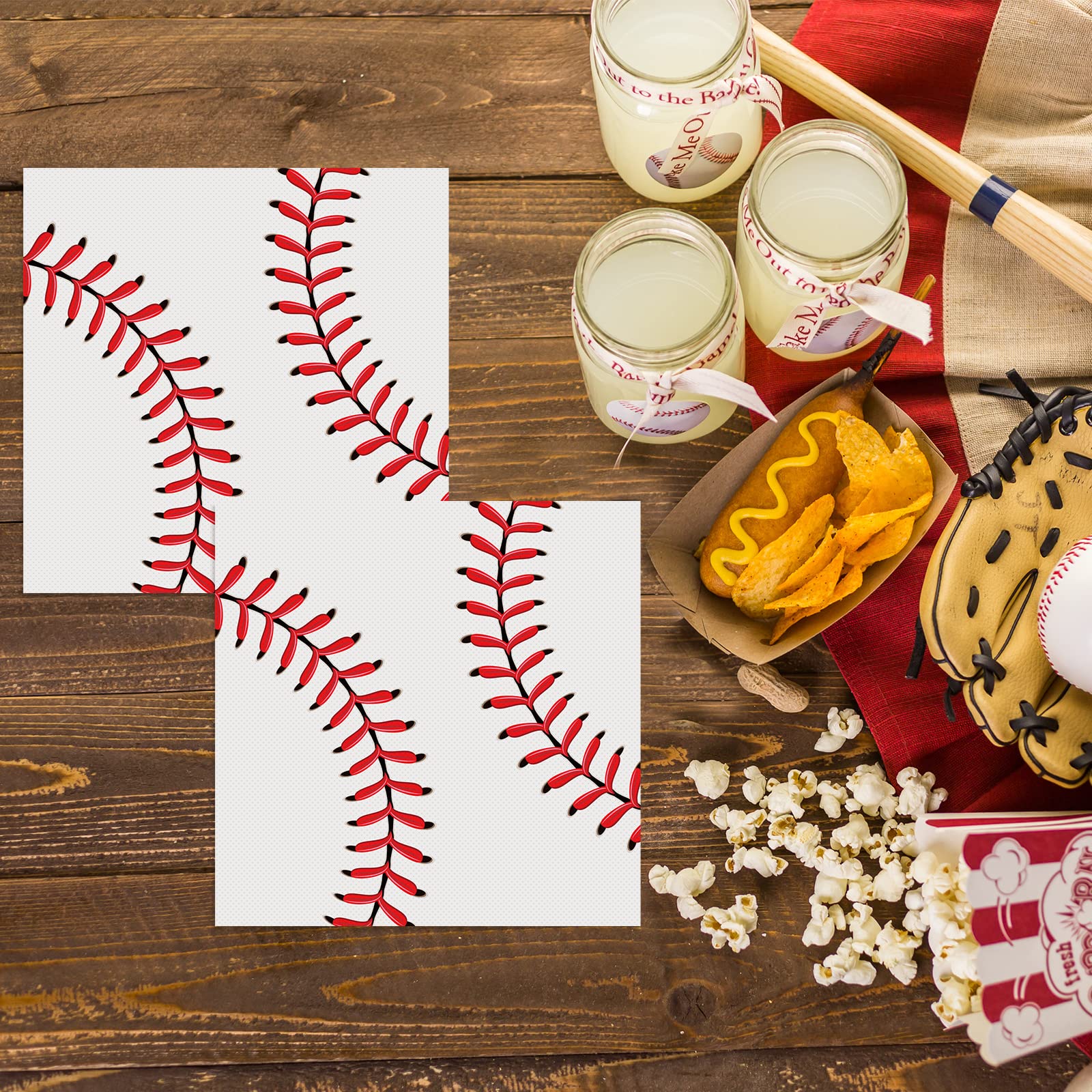 Baseball Themed Paper Napkins - 100 Pack Disposable Sports Luncheon Napkins for Kids Birthday Party, Baby Shower, Wedding & Sports Events - Perfect for Baseball Theme Decorations & Party Favors
