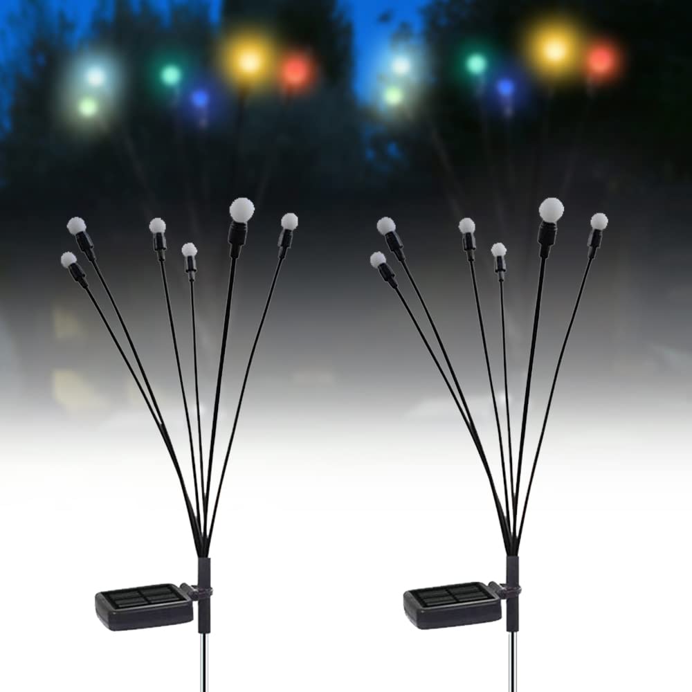Solar Firefly Lights Outdoor - 2 Pack Waterproof Garden Decor for Patio & Yard