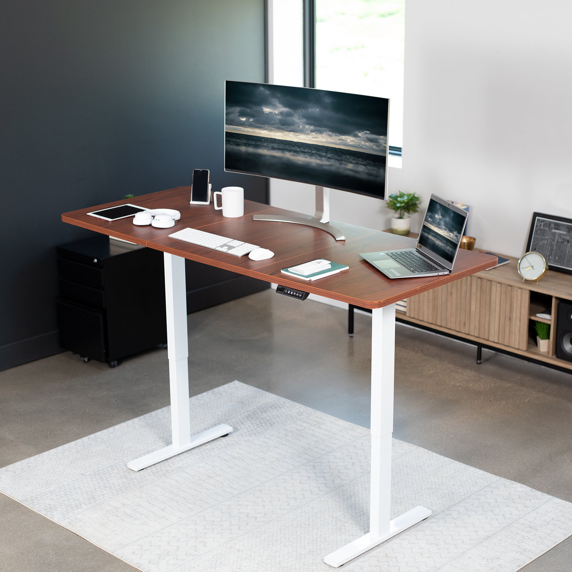 1B Split Top Series Single Motor Electric Standing Desk with Push Button Memory Controller - Perfect for Home Office, Gaming & Study Workspace