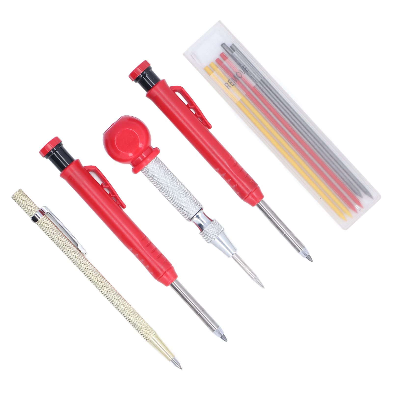Professional Scriber Marking Tools Kit - 3-Color Refillable Carpenter Pencils (10-Pack) for Woodworking & Metalworking | Durable, Break-Resistant Design | Perfect for Construction, DIY Projects & Engineering Work