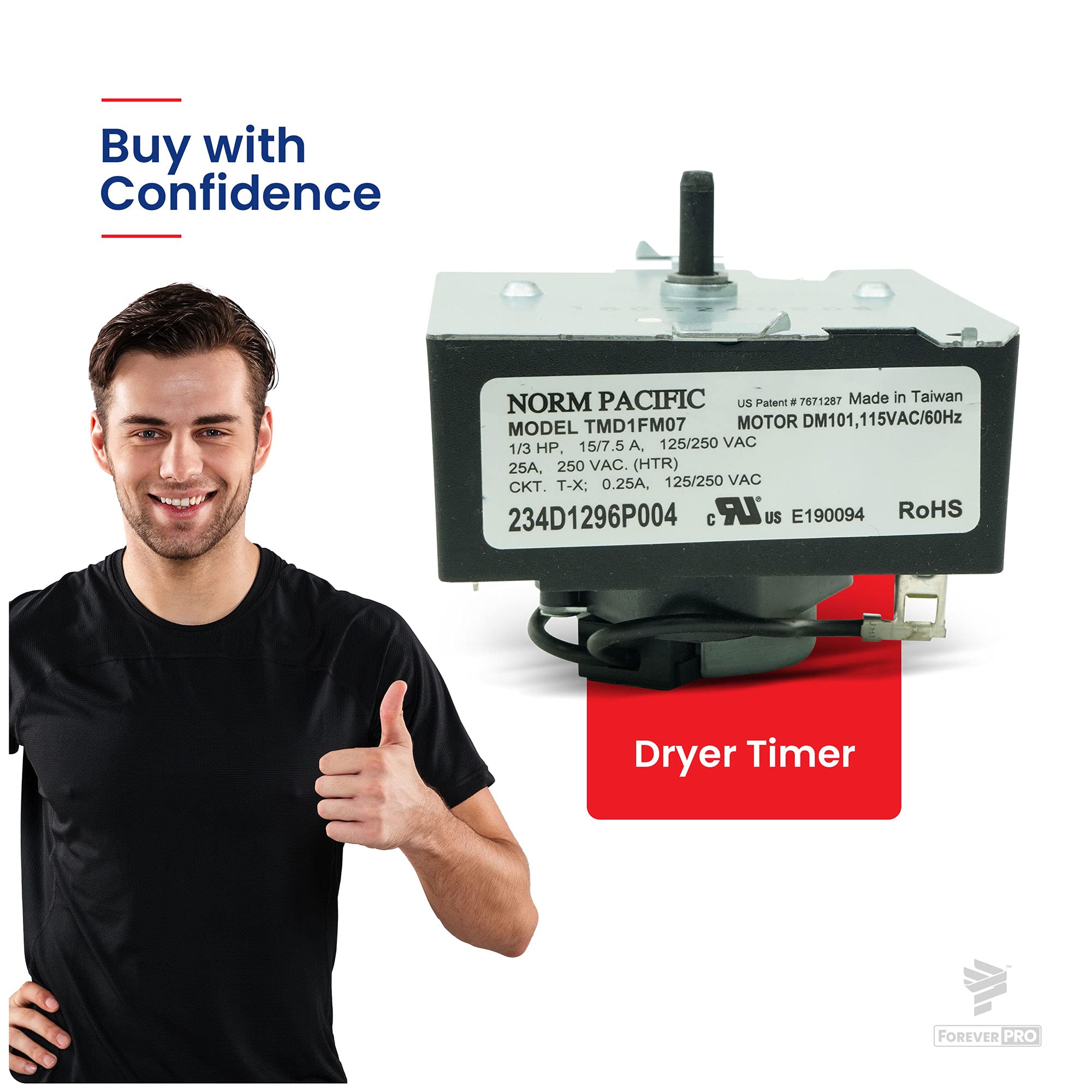 ForeverPRO WE4M532 Dryer Timer Replacement for GE WE4M362, 3029573, PS8746223 - Compatible with GE Dryers for Home Laundry Use