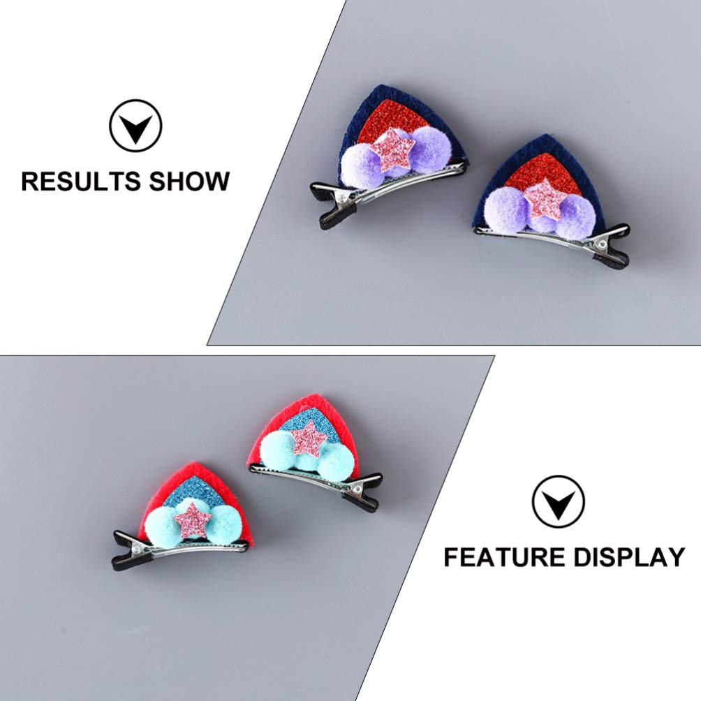 NUOBESTY 16pcs Cat Ear Hair Clips - Cute Animal Cosplay Hair Accessories for Kids & Girls, Fabric Cat Ears Barrettes for Halloween Costume, Dress Up Parties & Daily Wear