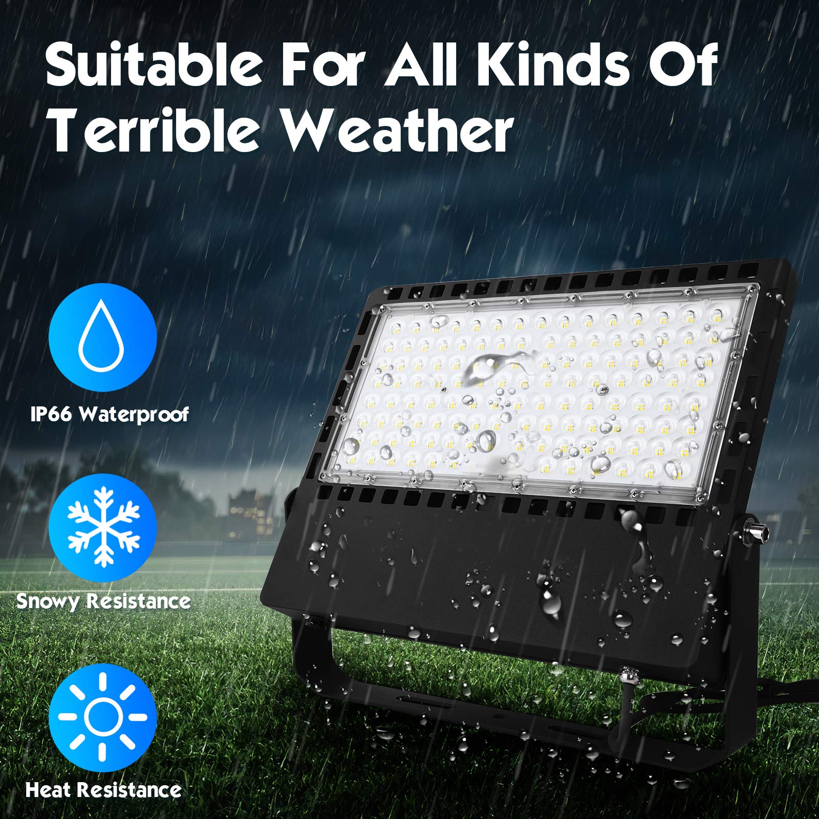 300W LED Stadium Lights - Super Bright 45000lm (2000W Equivalent) for Outdoor Arenas, Backyards & Parking Lots - ETL Certified IP66 Waterproof Flood Light (100-277V Input) - Perfect for Sports Fields, Commercial Lighting & Security Applications