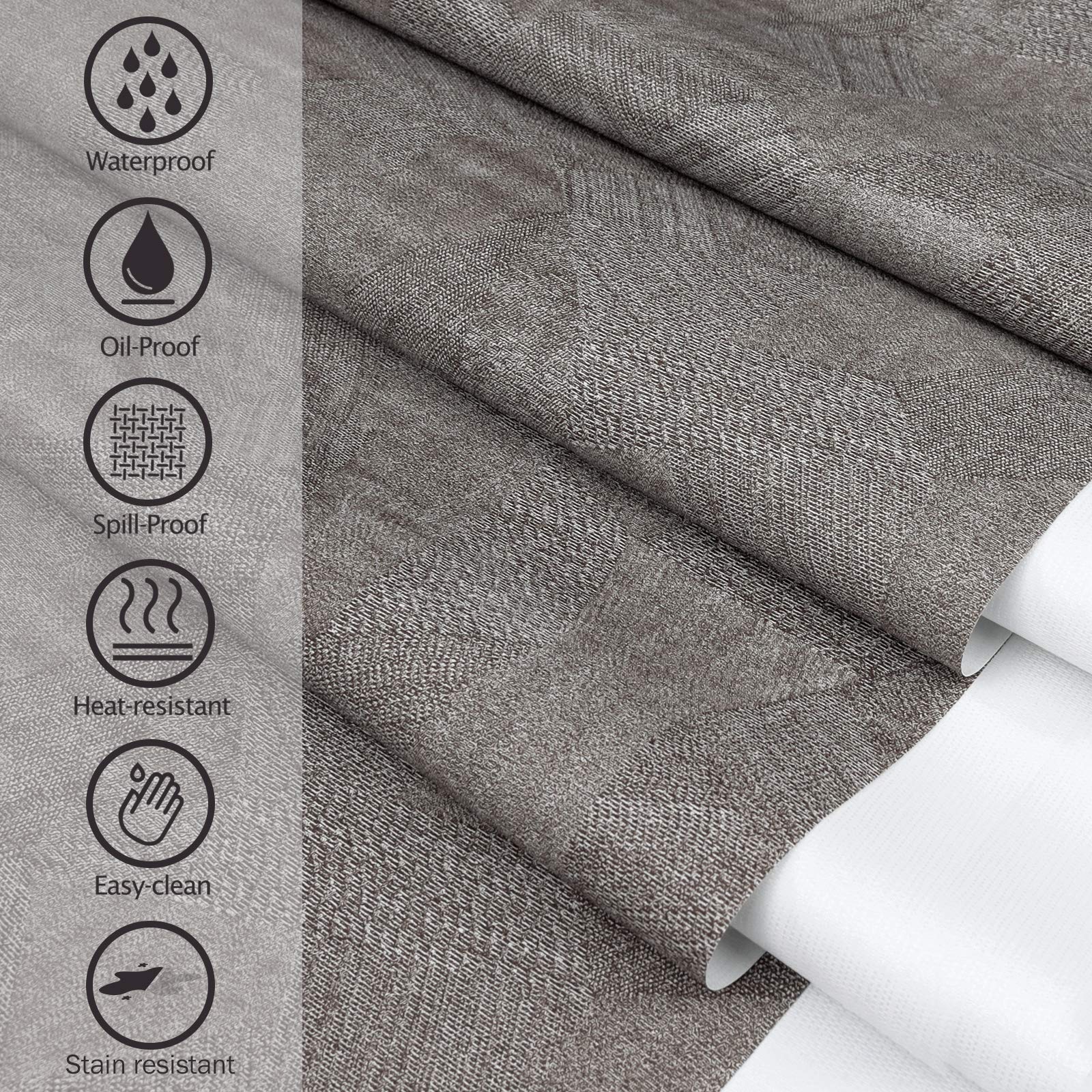 AIRCOWRIE Waterproof Vinyl Tablecloth - Heavy Duty Oil & Spill Proof PVC Table Cover for Indoor Outdoor Use - Easy Wipe Clean Rectangle Tablecloth (Brown, 54x120 Inches) - Perfect for Picnics, BBQs, Parties & Dining Protection
