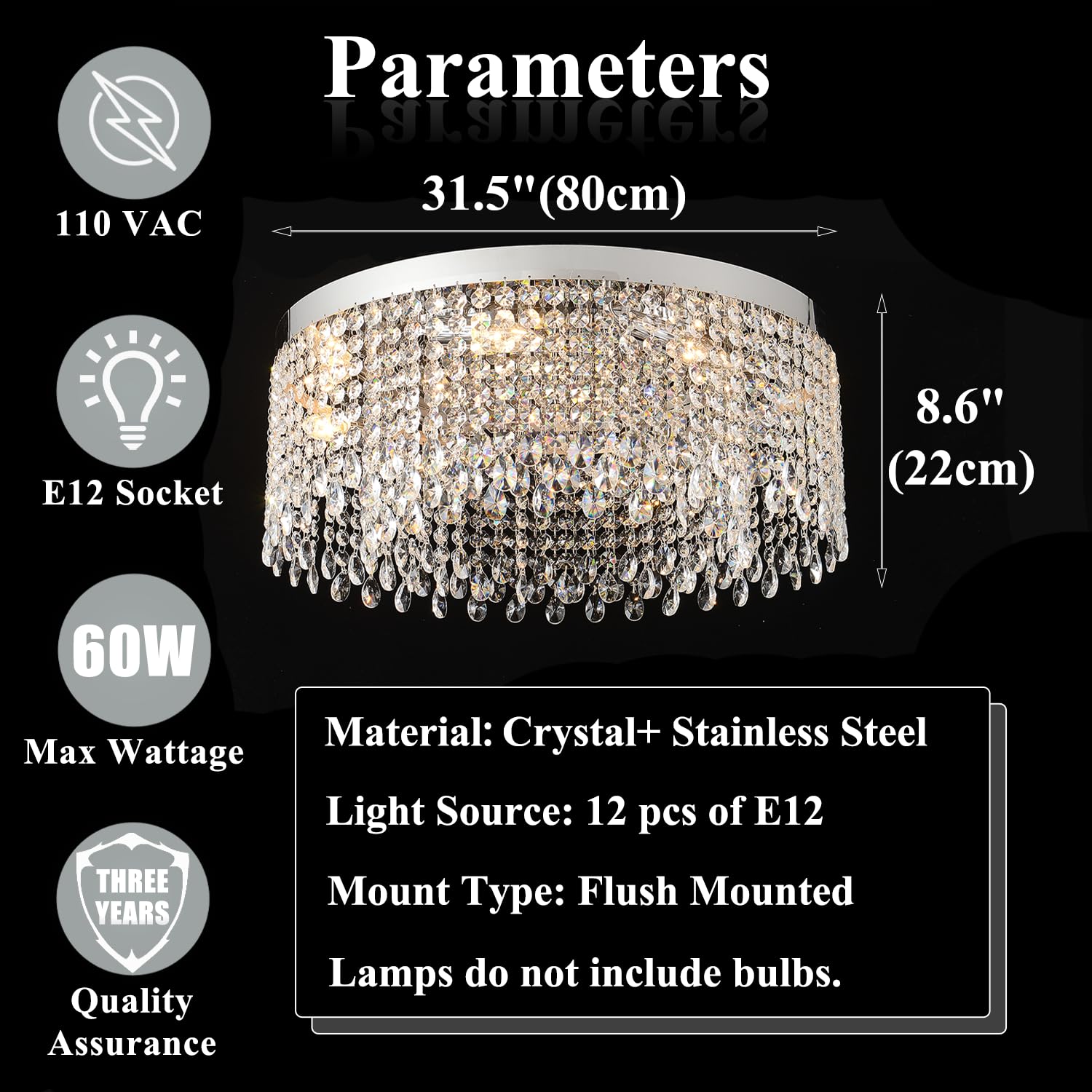 Modern Crystal Ceiling Light Chandelier - 31.5