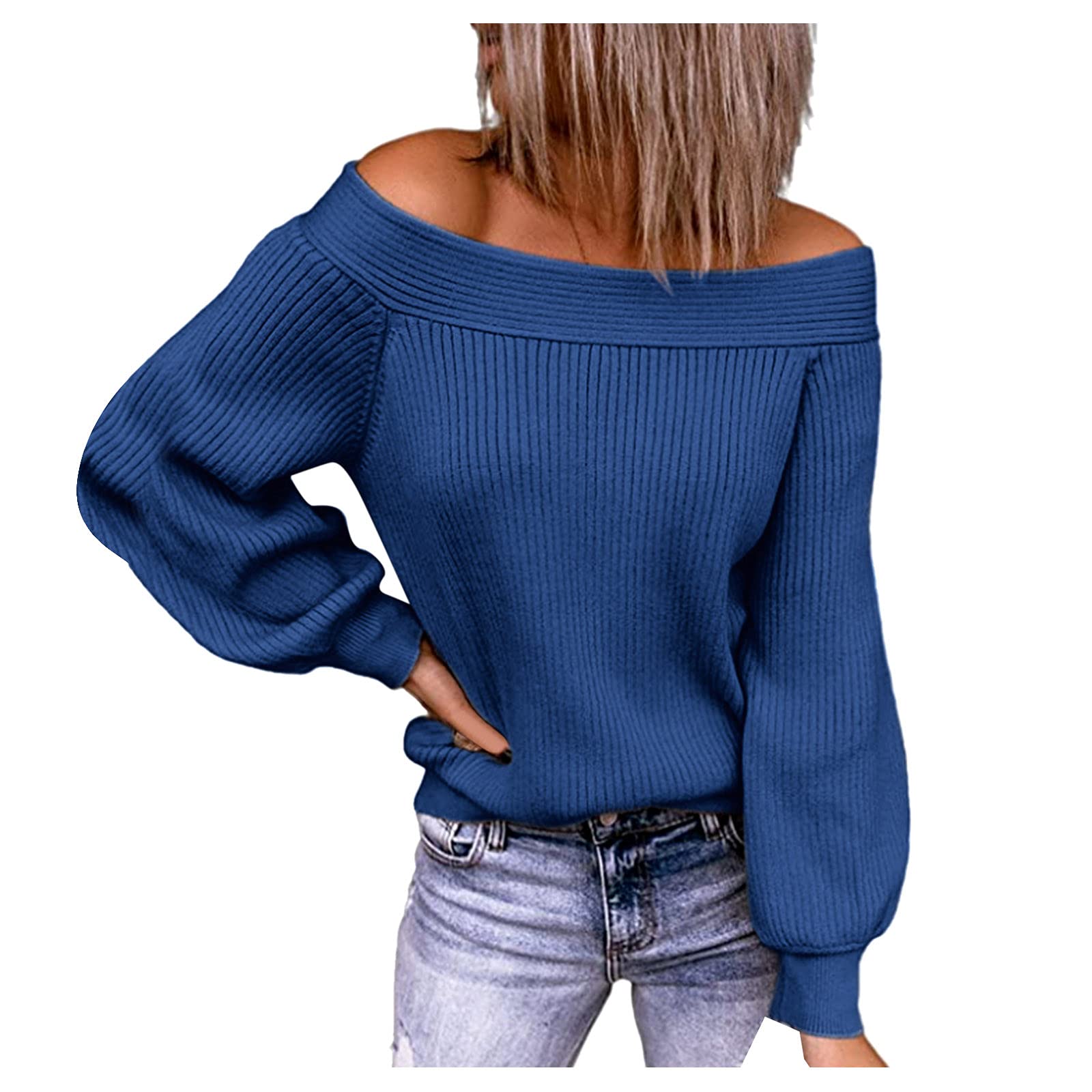 Women's Oversized Color Block Off-Shoulder Sweater - Cable Knit Chunky Pullover Top for Casual Wear & Winter Fashion | Cozy Fall Outfit, Date Night, Office Chic