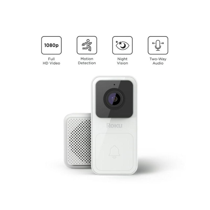Roku Smart Home Security Camera with Wired Connection - Model DS1000R for Indoor/Outdoor Surveillance & Home Monitoring
