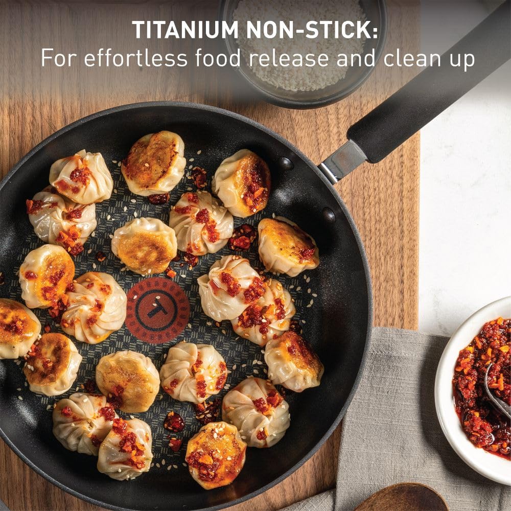 T-fal Ultimate Hard Anodized Nonstick Fry Pan Set - 3 Piece (8, 10.25 & 12 Inch) - Oven & Broiler Safe Up to 400°F - Dishwasher Safe - Black Non Stick Cookware for Sautéing, Frying & Baking - Perfect for Home Chefs & Professional Kitchens