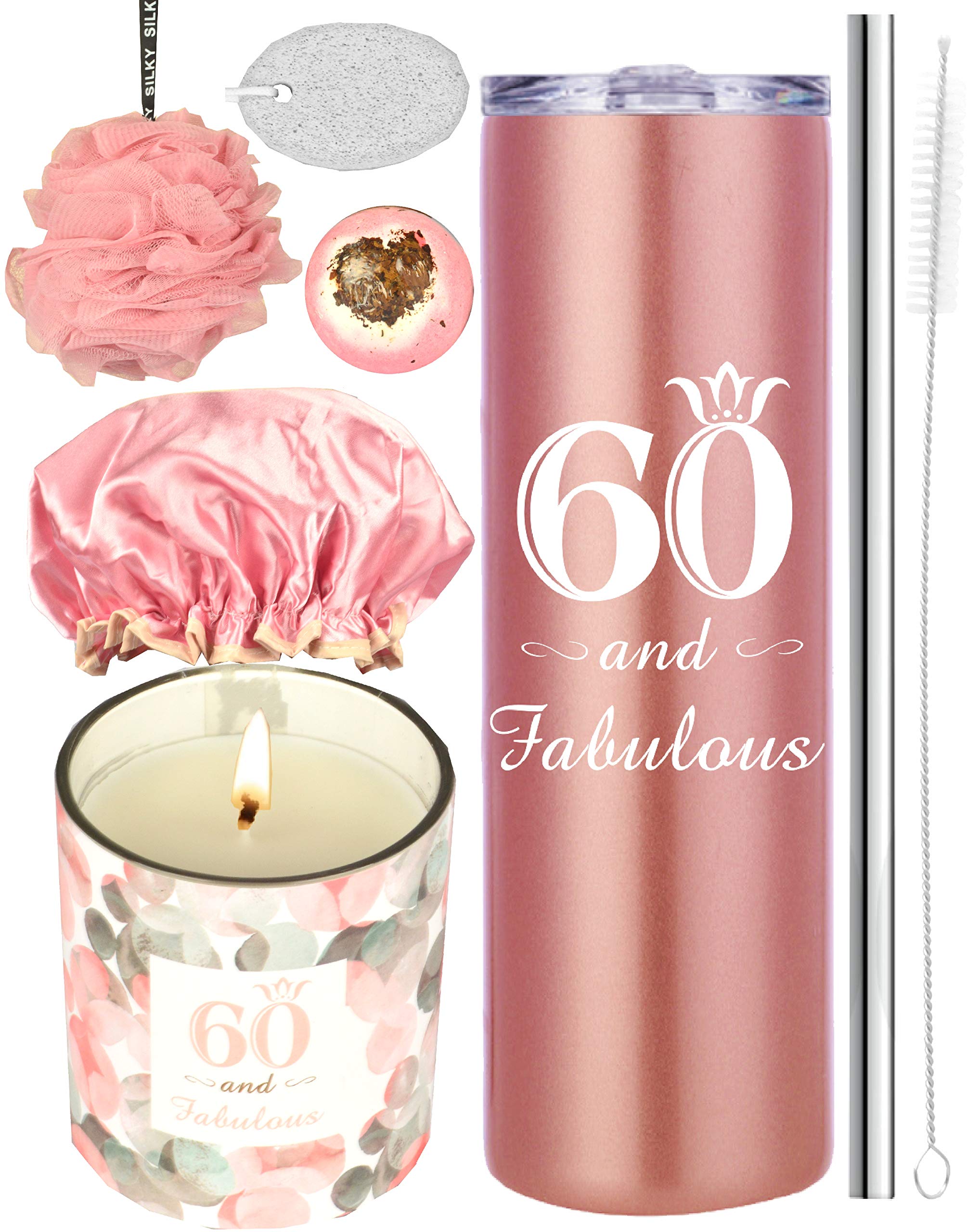 MEANT2TOBE 60th Birthday Gifts for Women - Insulated Tumbler Cup with Lid & Straw, Personalized 60th Birthday Present for Mom, Grandma, Wife - Perfect for Birthday Parties, Office Celebrations & Retirement Gifts
