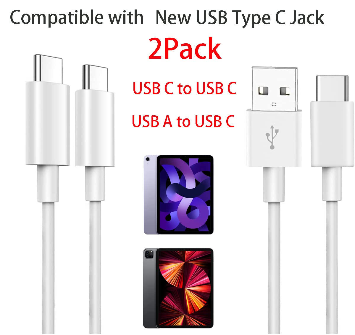 6Ft USB A to USB C Fast Charging Cable for iPad 10.9