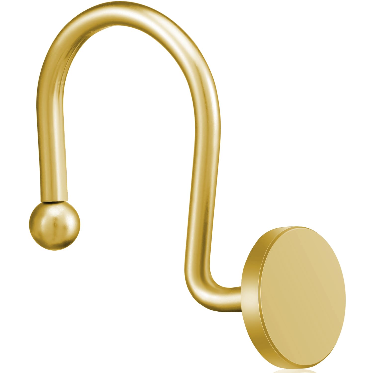 ZESLMG 12-Pack Gold Shower Curtain Hooks - Rustproof Metal Round Decorative Rings for Bathroom Shower Rods & Curtains | Heavy Duty Solid Hooks for Elegant Bathroom Decor & Daily Use