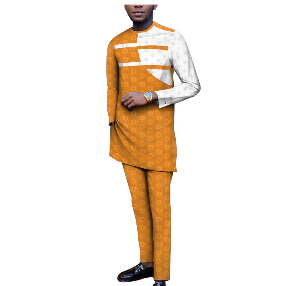 Men's Slim Fit Bazin Jacquard Dashiki Tracksuit Set - 2 Piece African Print Shirt & Pants Outfit for Casual Wear, Parties & Cultural Events