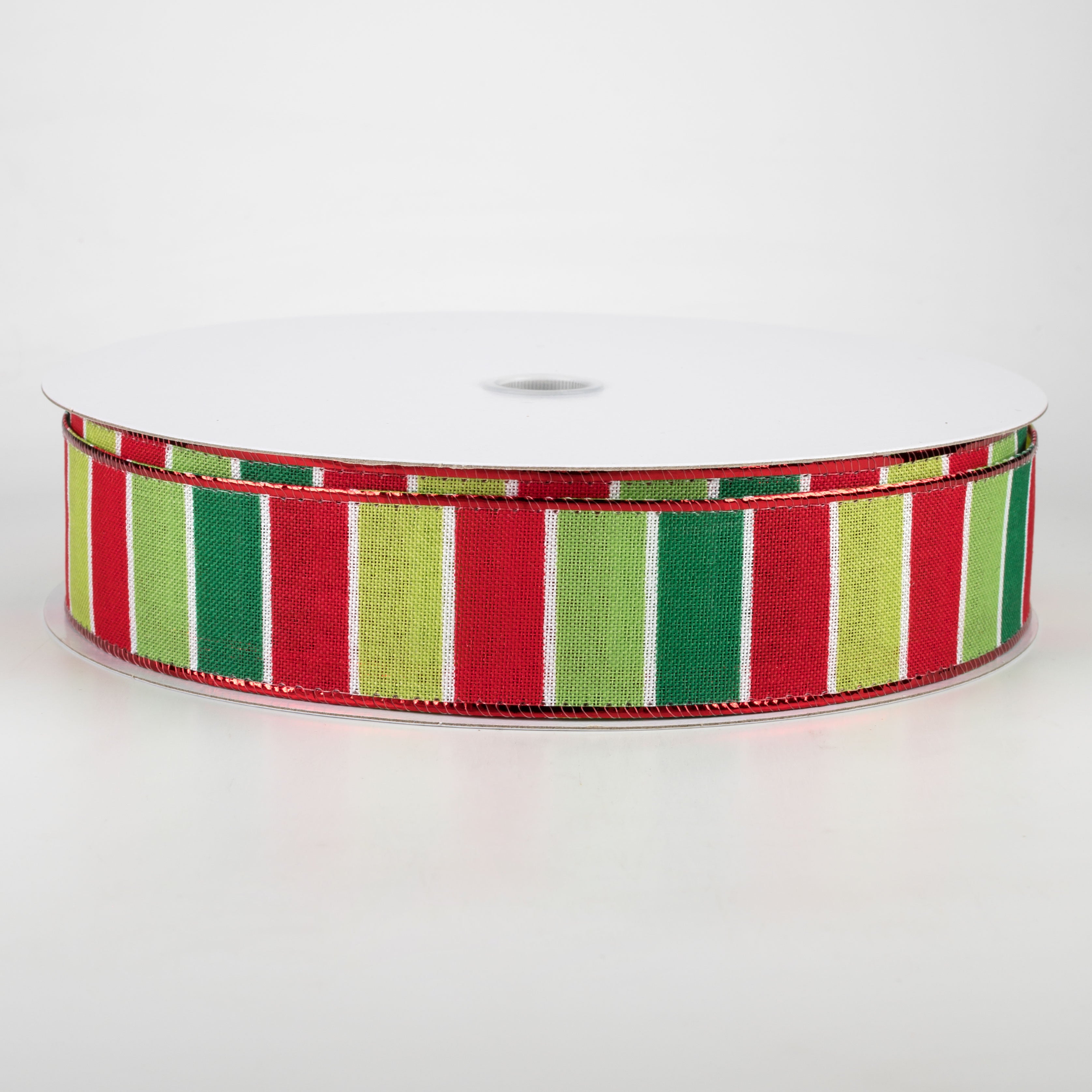 1.5 Inch Holiday Bright Stripes Ribbon - Emerald, Lime, Fresh Red (50 Yards) - Perfect for Christmas Gifts, Wrapping, Bows, and DIY Crafts