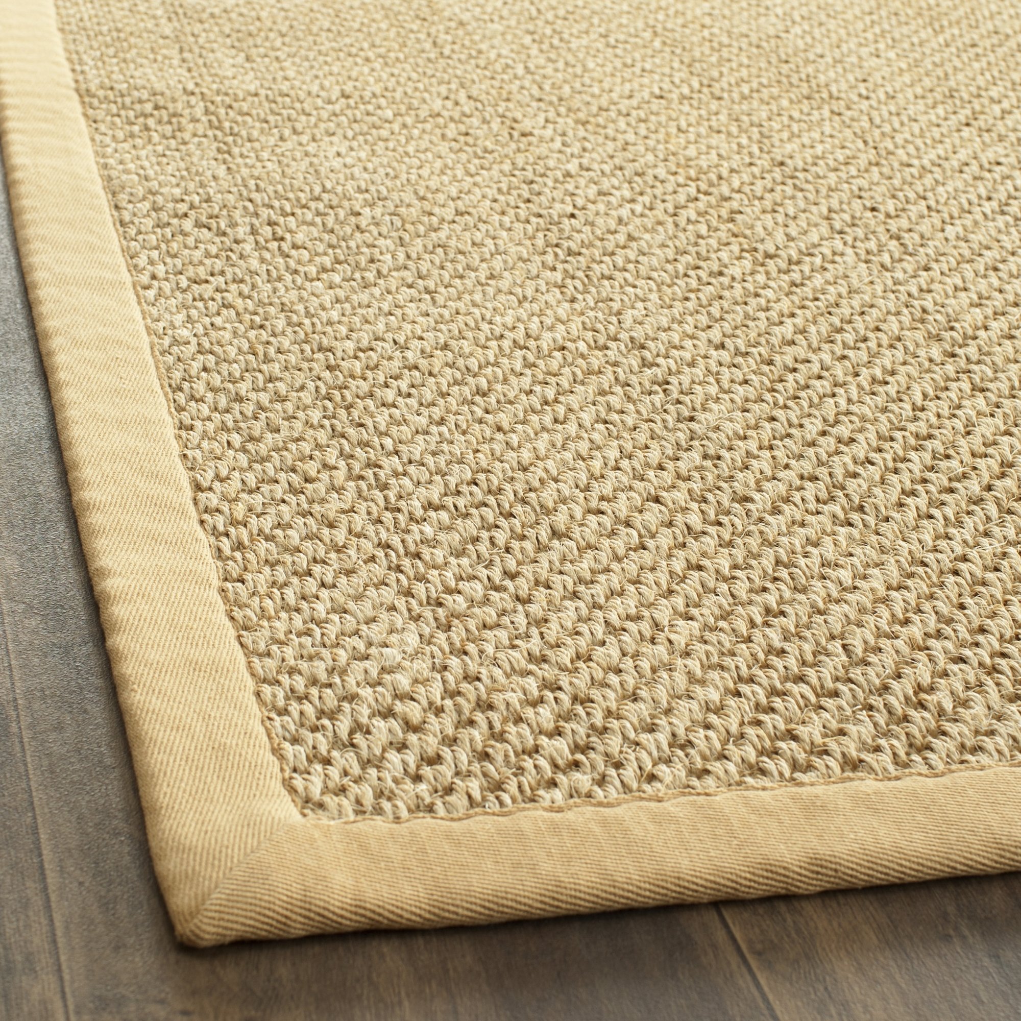 SAFAVIEH Natural Fiber Collection 8' Square Maize/Wheat NF443A Border Sisal Area Rug - Perfect for Living Room, Bedroom & Home Decor