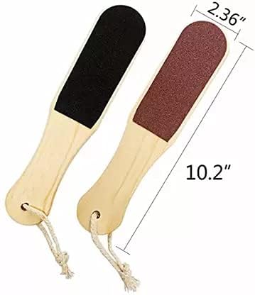Double Sided Foot File Callus Remover - Wooden Handle Pedicure Tool for Dead Skin - Exfoliate & Smooth Cracked Heels (Perfect for Home Spa, Pedicure & Foot Care Routine)