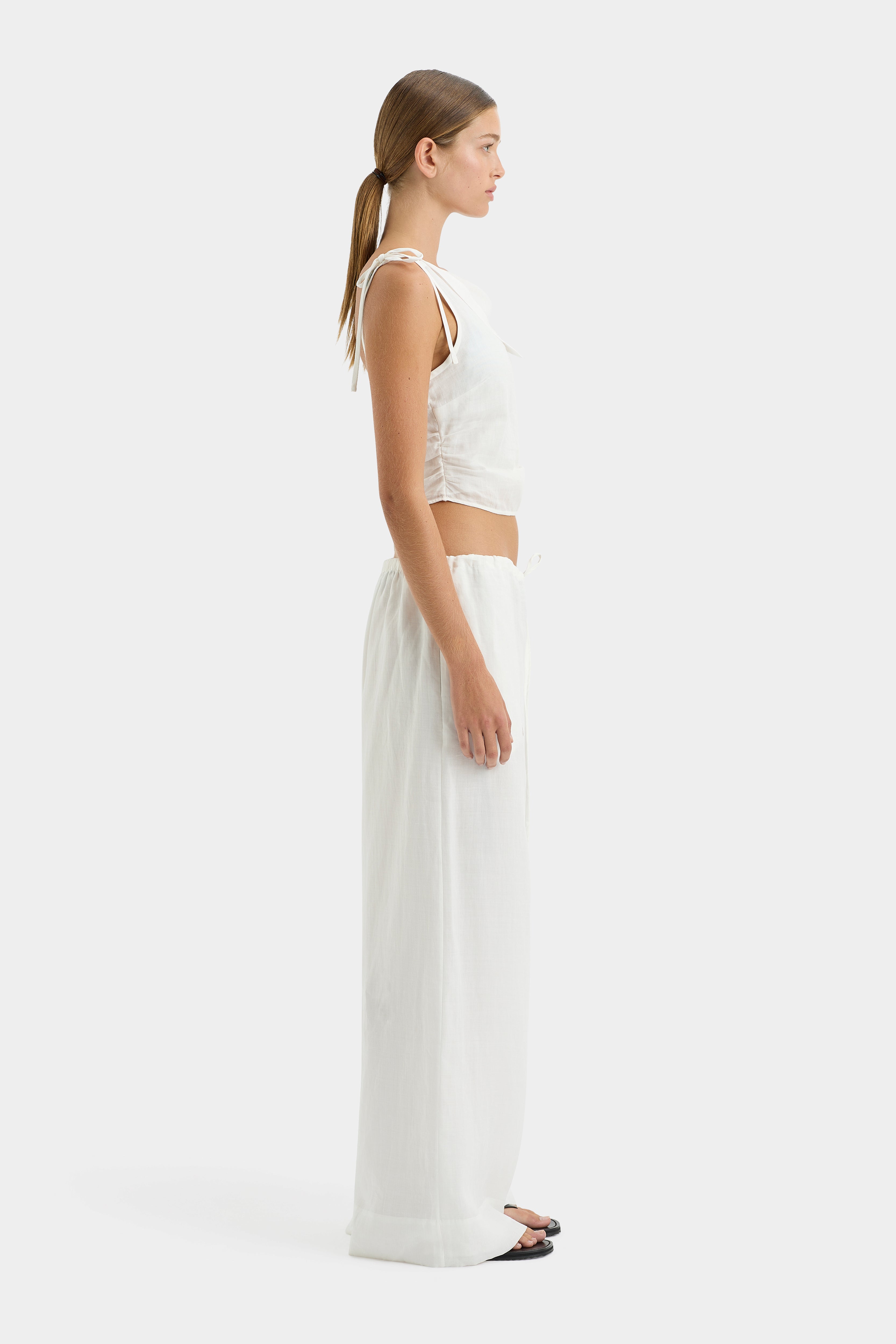 Rosalia Ivory Pant - Women's High Waisted Wide Leg Palazzo Pants for Casual Wear, Office & Travel