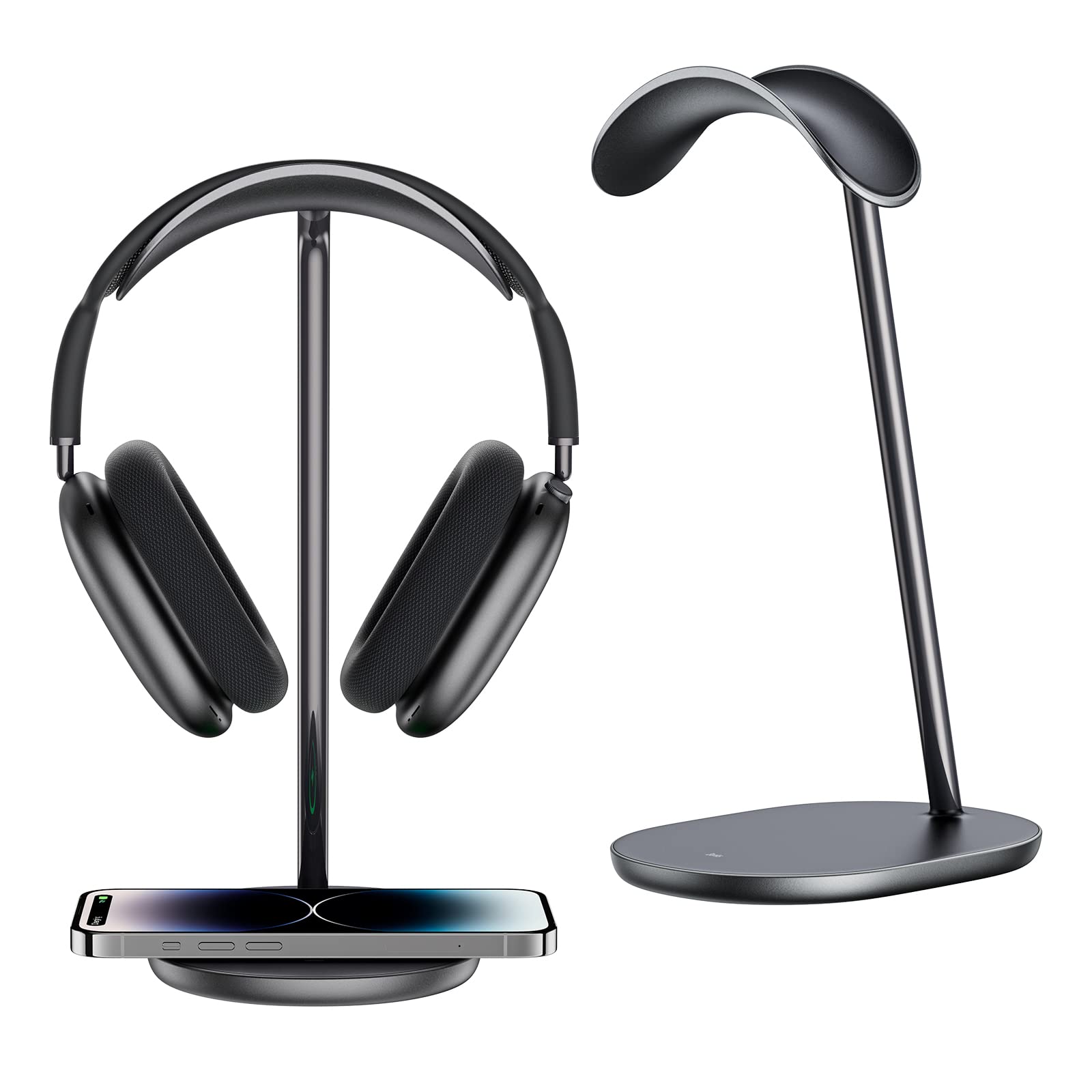 Premium Wireless Charging Stand for AirPods Max & Headphones - Universal Headset Holder with Fast Charging Pad for iPhone, Android, AirPods, Beats, Bose - Perfect for Gaming, Office & Home Desk Organization