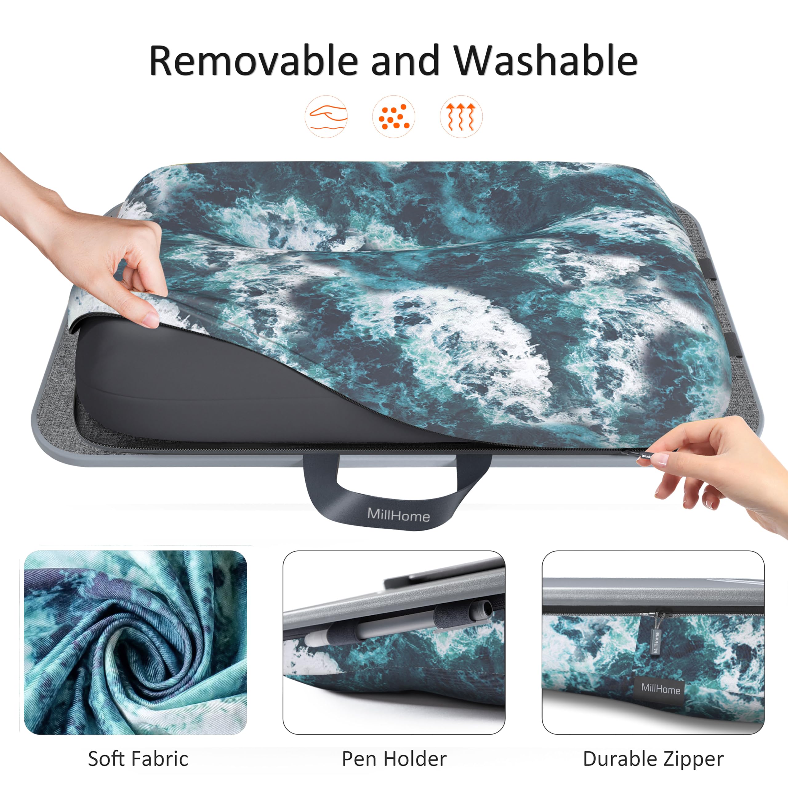 MillHome Detachable & Washable Laptop Lap Desk with Cushion - Fits Up to 17