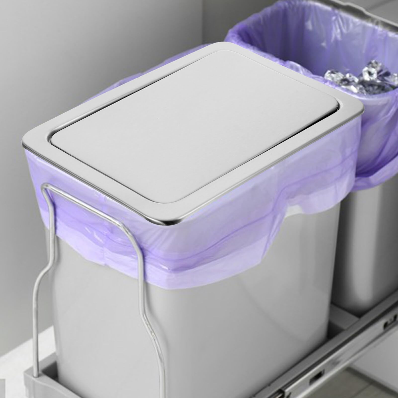 Zerodeko Stainless Steel Waste Chute Lid - Square Trash Can Replacement Cover with Swing Design, 430 Stainless Steel Clamshell Construction - Perfect for Kitchen, Bathroom & Outdoor Garbage Bins
