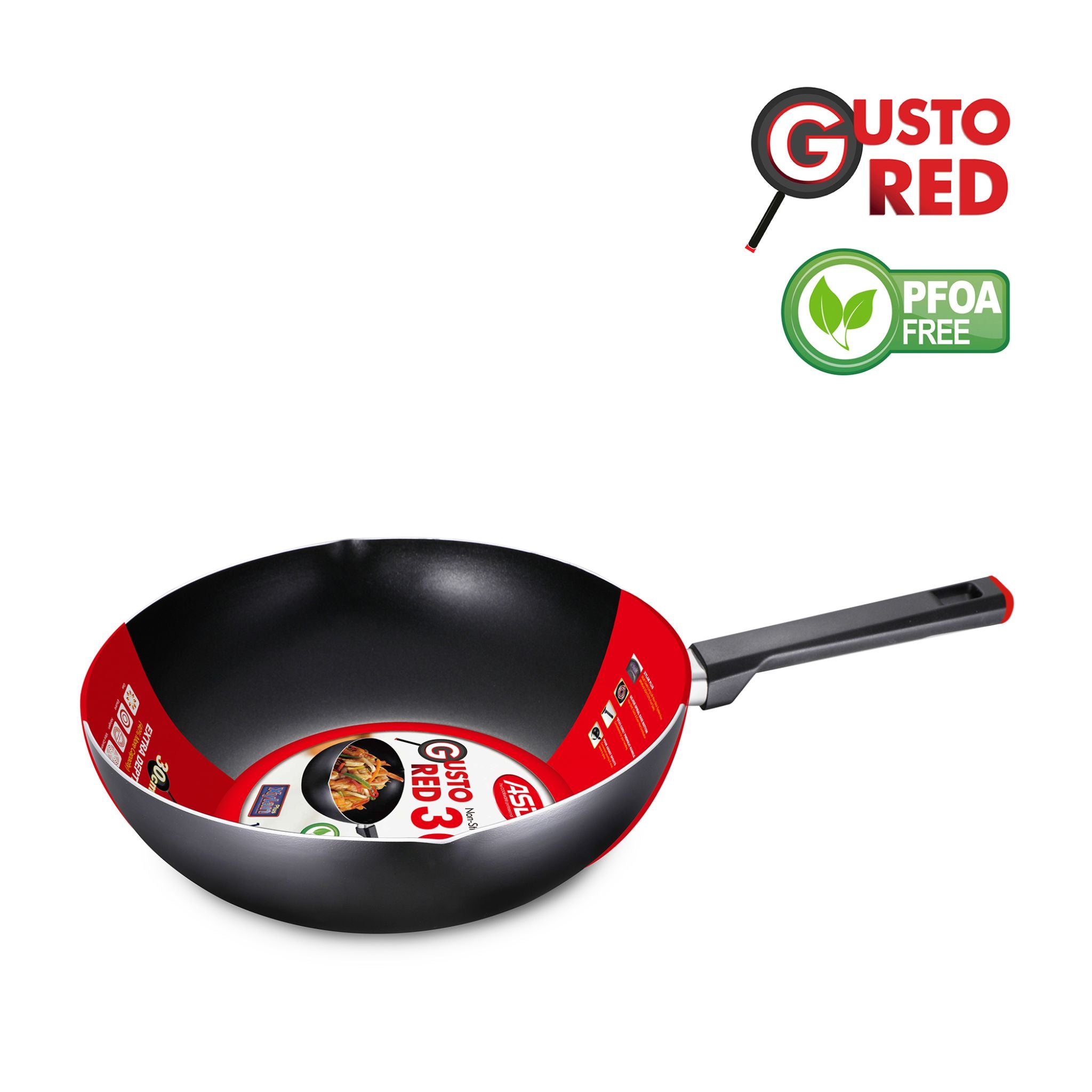 ASD Gusto Red 30cm Nonstick Deep Fry Pan - Premium Kitchen Cookware for Frying, Searing & Sauteing - Perfect for Home Cooking, Restaurants & Outdoor Camping