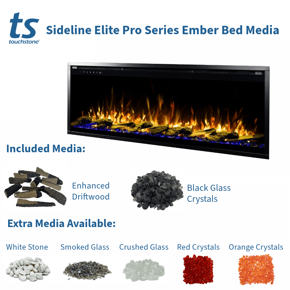 Sideline Elite Pro 60-inch Smart Electric Fireplace with Remote Control - Modern Heating Solution for Living Room, Bedroom & Office - Energy Efficient & Realistic Flame Effect