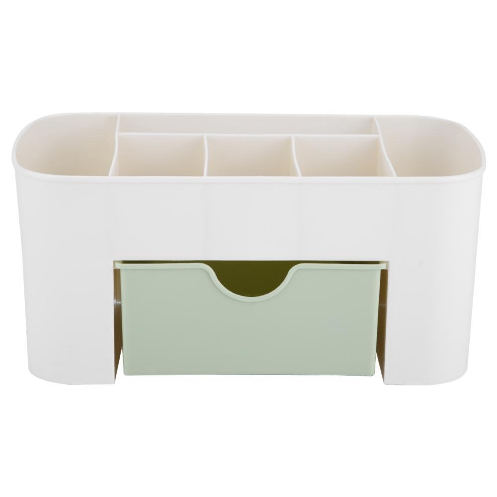 TOPIKCN 6-Compartment Drawer Storage Box - PP Plastic Desktop Organizer for Stationery, Makeup, Office Supplies | Multi-Purpose Home & Office Organization (Green) - Perfect for Desk, Vanity, Craft Room & Dormitory
