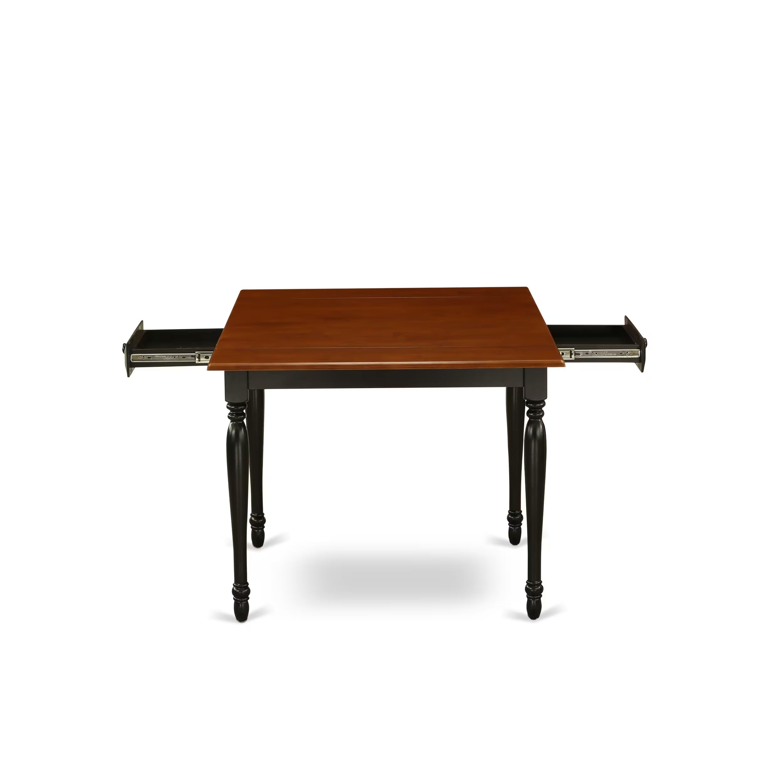 Modern 3-Piece Dining Table Set with Drop Leaf & 2 Chairs - 36x54 Inch Rectangle Wooden Table in Black & Cherry - Perfect for Small Spaces, Apartments & Breakfast Nooks - East West Furniture MZWE3-BCH-W