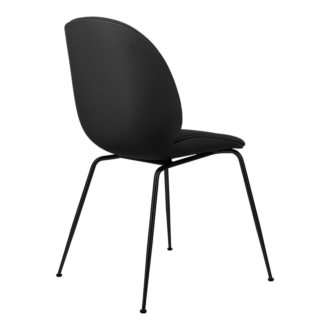 Beetle Dining Chair - Upholstered Front, Black Semi-Matte Conic Base - Perfect for Modern Kitchens, Dining Rooms & Office Spaces