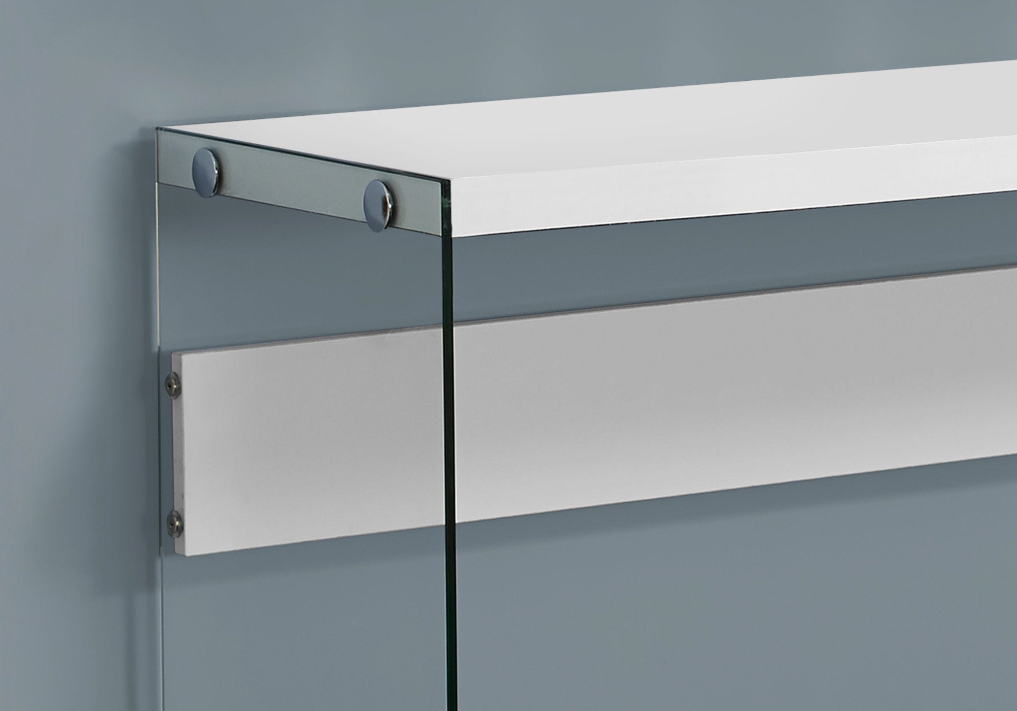 44L Modern Accent Table with Glossy White Finish & Tempered Glass Top - Perfect for Living Room, Bedroom, or Office Decor
