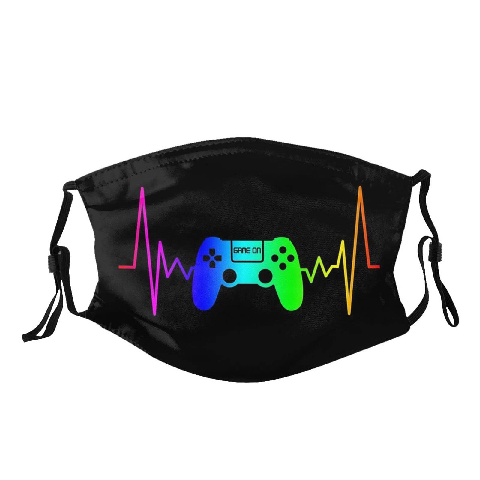 Heartbeat Face Mask with Filters - Washable Balaclava Scarf for Men & Women - Breathable Gaming Controller Design - Perfect for Outdoor Sports, Cosplay & Cold Weather Protection
