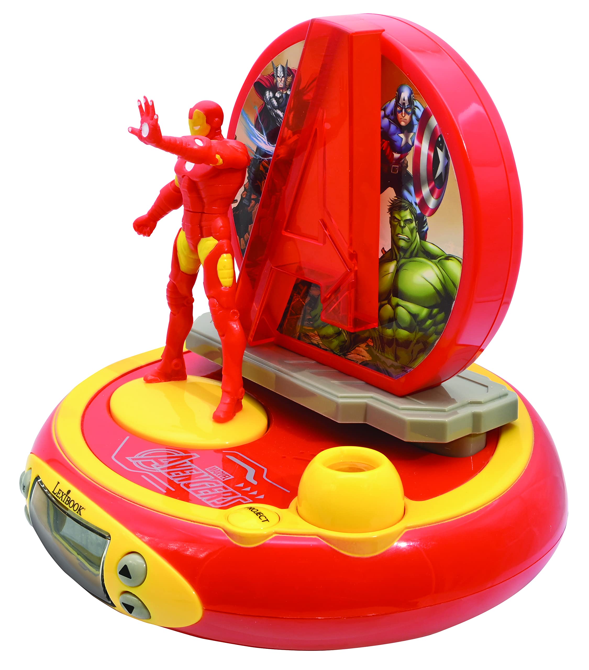 Lexibook Iron Man RP510AV Alarm Clock Radio with Projector & Electronic Games - Perfect for Kids' Bedrooms, Home Decor, and Marvel Superhero Fans
