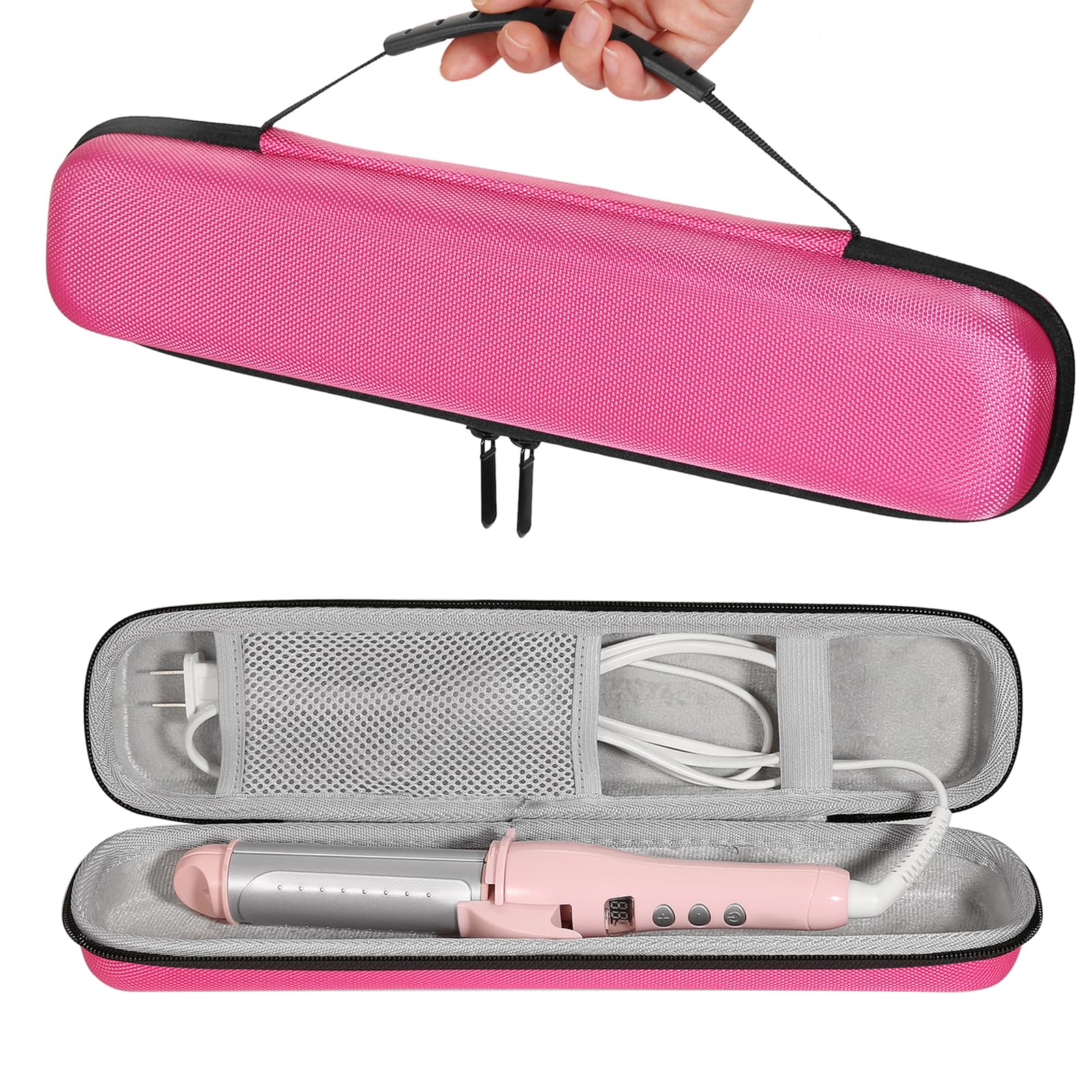 Pink Travel Case for Hair Straighteners & Curling Irons - Heat-Resistant Storage Pouch Bag for Flat Irons & Styling Tools (Case Only) - Perfect for Travel, Gym & Home Organization