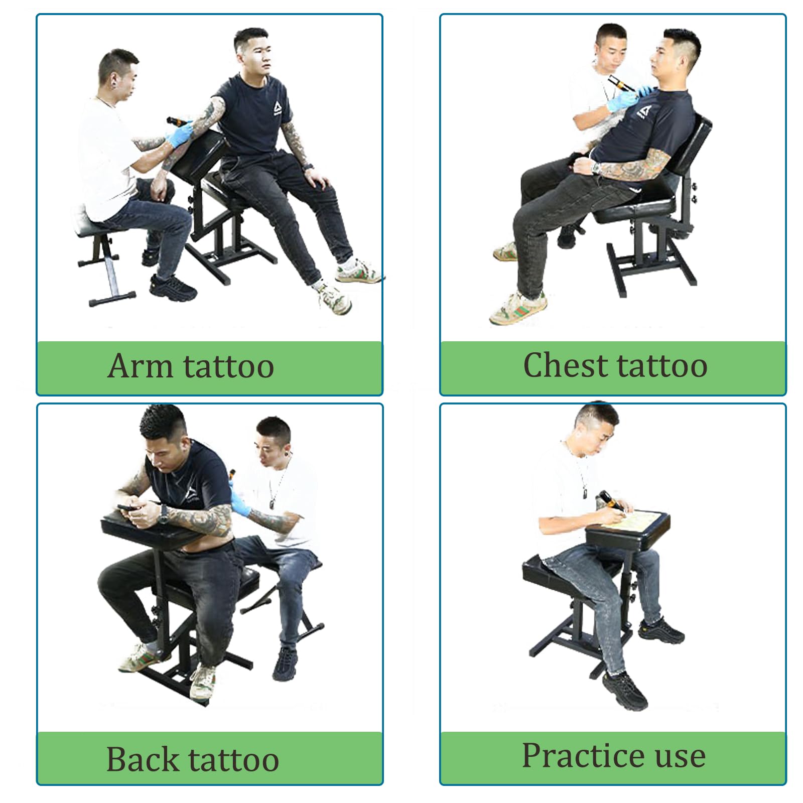 HOINCO Adjustable Tattoo Chair with Armrest - Multifunctional Beauty Salon Stool for Artists, Tattooists & Makeup Artists | Perfect for Tattoo Studios, Beauty Salons & Home Use - Black