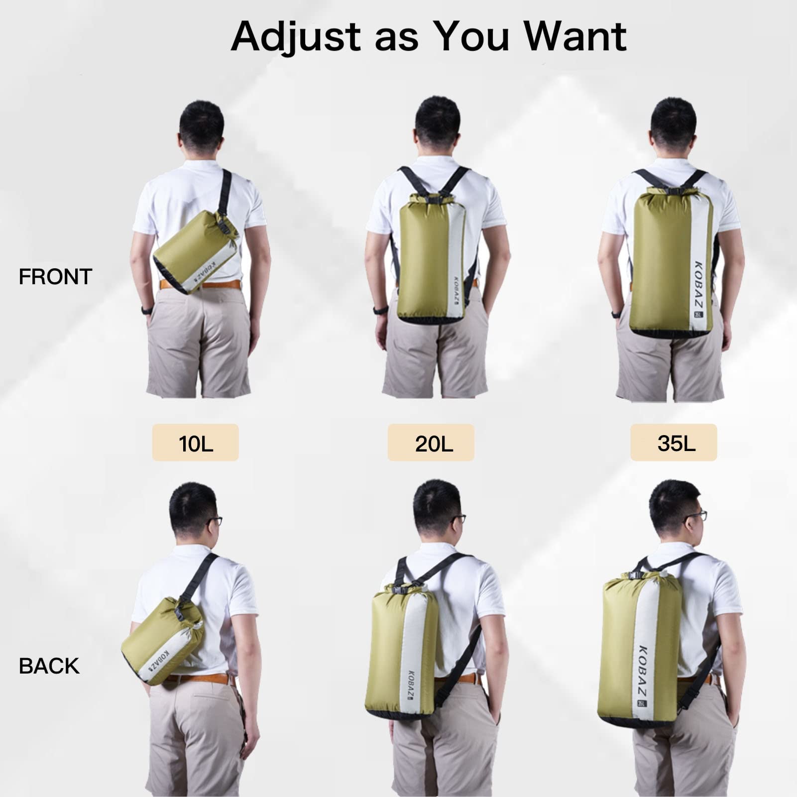 Waterproof Dry Bags 10L 20L 35L with Shoulder Strap - Ultra Lightweight Roll Top Dry Compression Sack for Kayaking, Backpacking, Camping, Hiking, Beach & Outdoor Water Sports - Durable Waterproof Storage for Phones, Keys & Essentials