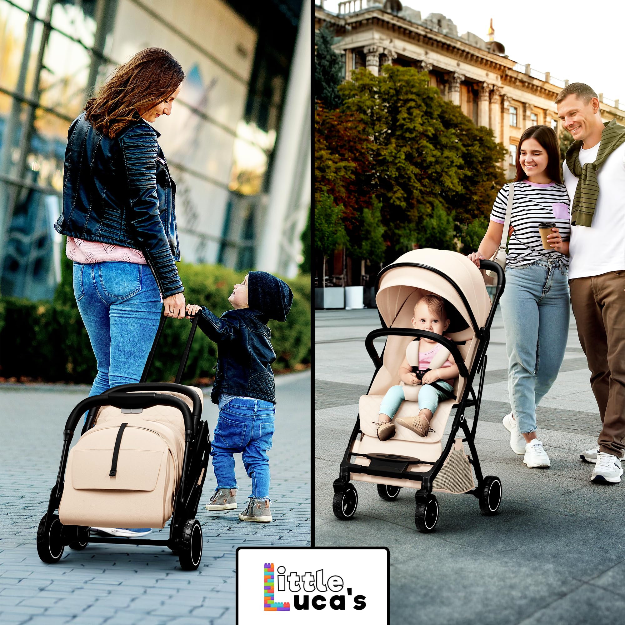 Lightweight Compact Travel Stroller for Airplanes - Foldable Baby Stroller with Convertible Changing Mat & Safety Brake | Perfect Carry-On Stroller for Newborns to Toddlers | Ideal for Air Travel, Shopping & Daily Outings