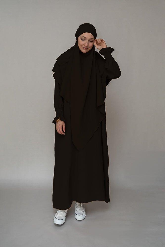 Elegant Black Non-Wrinkle Abaya Dress with Pockets - Modest Muslim Prayer Dress for Women, Perfect for Daily Wear, Mosque & Special Occasions