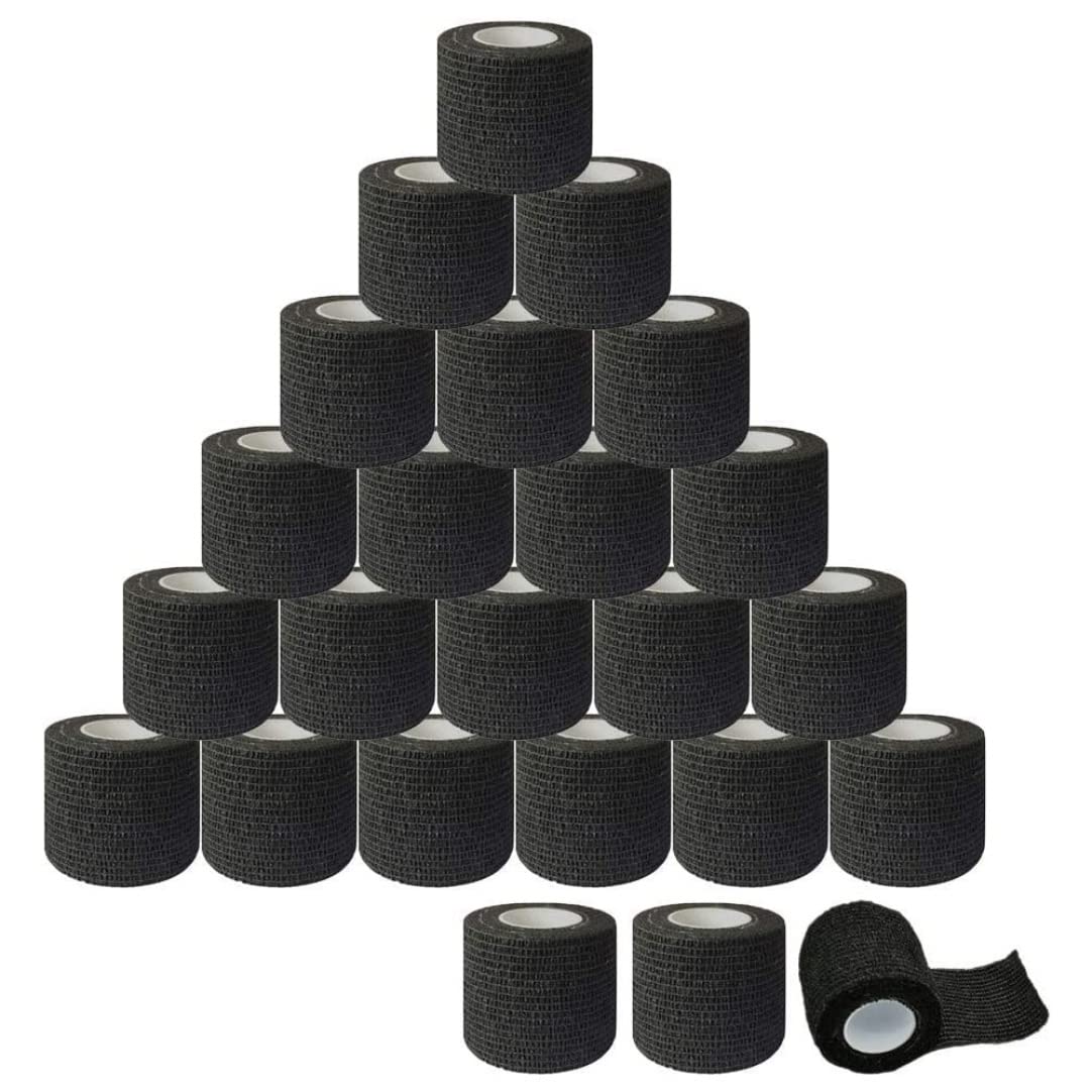 24PCS Disposable Tattoo Grip Cover Wrap - Elastic Self-Adhesive Cohesive Bandage Tape for Tattoo Accessories, Ideal for Tattoo Artists and Studio Hygiene