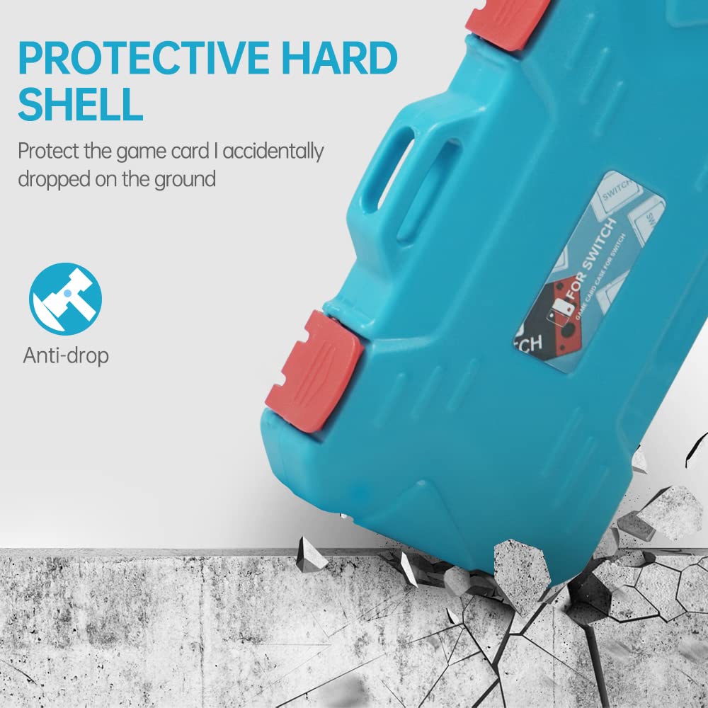 LYNCA 10-in-1 Nintendo Switch Game Card Holder - Hard Shell Protective Case for Switch/OLED/Lite with 12 Game Storage Slots | Shockproof & Portable | Perfect for Travel, Gaming Parties & Home Organization (Blue)