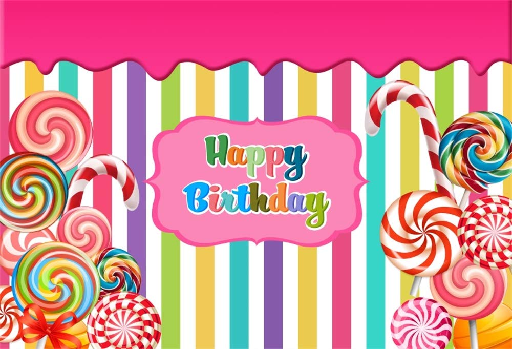 AOFOTO 7x5ft Colorful Candy Booth Backdrop - Lollipop Striped Vinyl Photography Background for Kids Birthday Party, Baby Shower & Candyland Theme Decor - Perfect for Photo Studio Props, Sweet 16 Celebrations & Dessert Table Displays