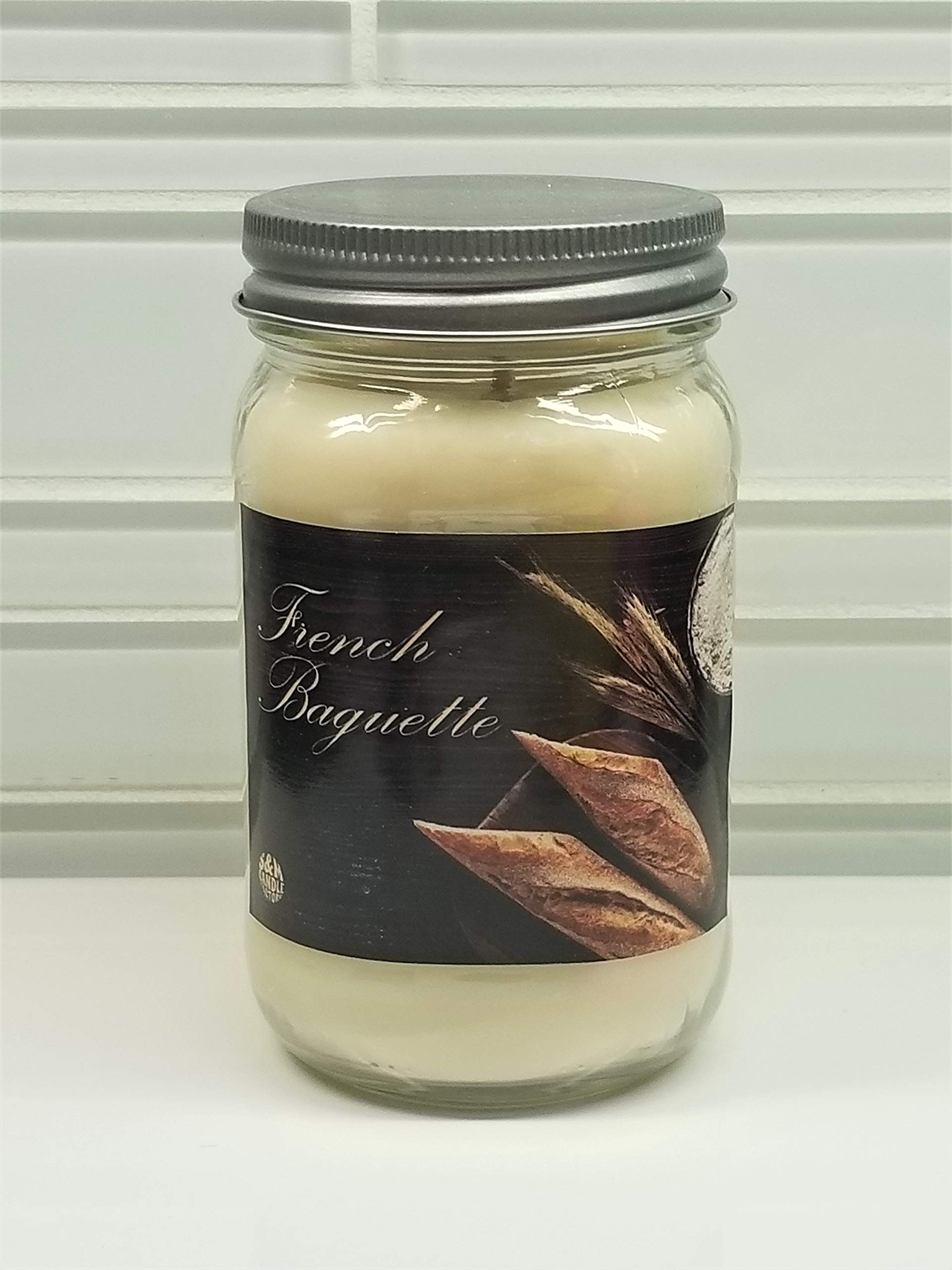 French Baguette Scented Candle - Warm Buttered Bread Aroma - 100% Natural Soy Wax Candle (16oz Mason Jar) - Perfect for Home, Kitchen Decor & Cozy Atmosphere