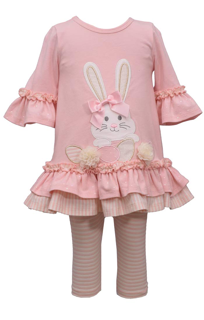 Bonnie Jean Girls' Easter Bunny Egg Hem Capri Set - Cute Holiday Outfit for Spring & Easter Celebrations, Church, Family Gatherings & Photo Shoots