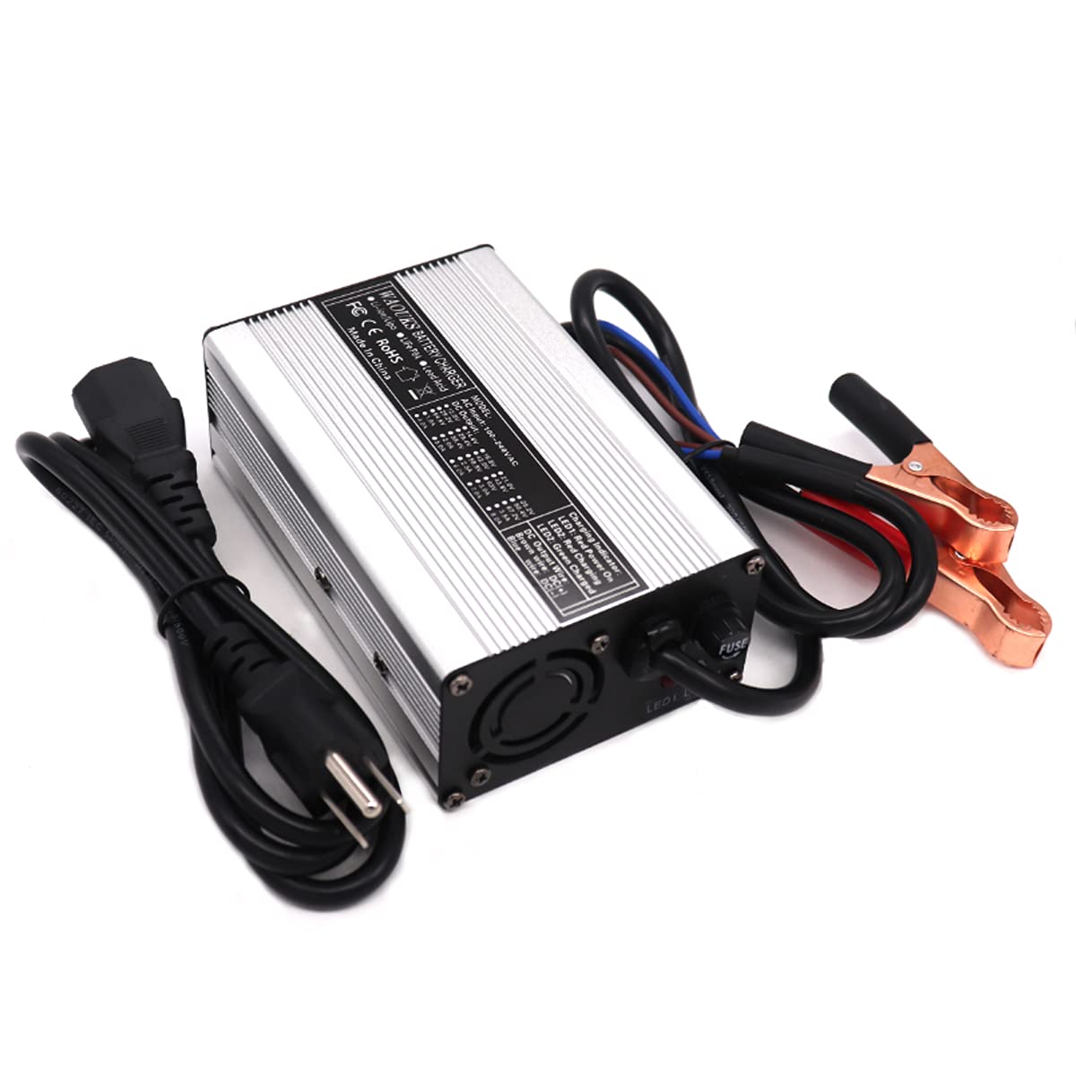 12V 10A Power Supply Adapter with Alligator Clips - Universal Battery Charger for 12V Lead Acid AGM Gel VRLA OPZV Batteries - Built-in Cooling Fan - Perfect for Car, Boat, RV, Solar & Emergency Power Backup