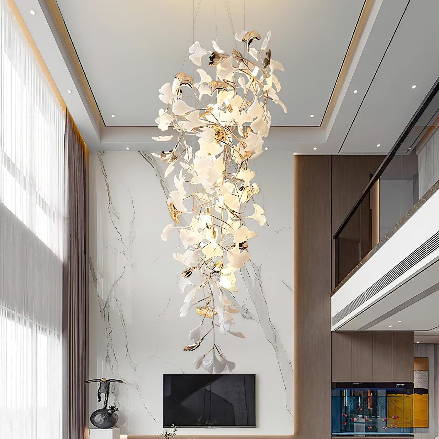 Ginkgo Eye Chandelier - Elegant Leaf Design Ceiling Light for Living Room, Dining Room, Bedroom - Perfect for Home Decor and Ambient Lighting
