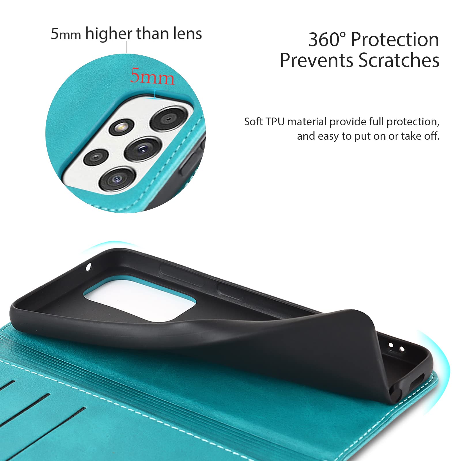 Havaya Samsung Galaxy A53 5G Wallet Case with Card Holder - Flip Folio Protective Cover for Women (Sky Blue) - Perfect for Everyday Use, Business & Travel