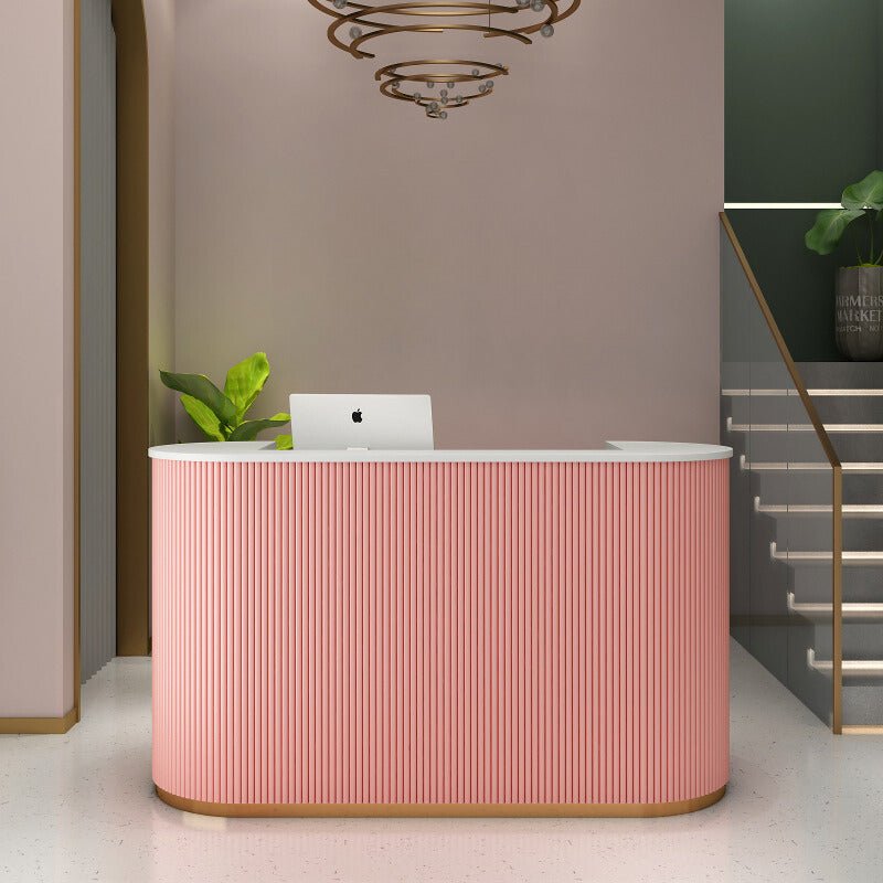 Elegant Arc-Shaped Reception Desk for Beauty & Nail Salons - Perfect for Spa, Manicure, and Pedicure Businesses