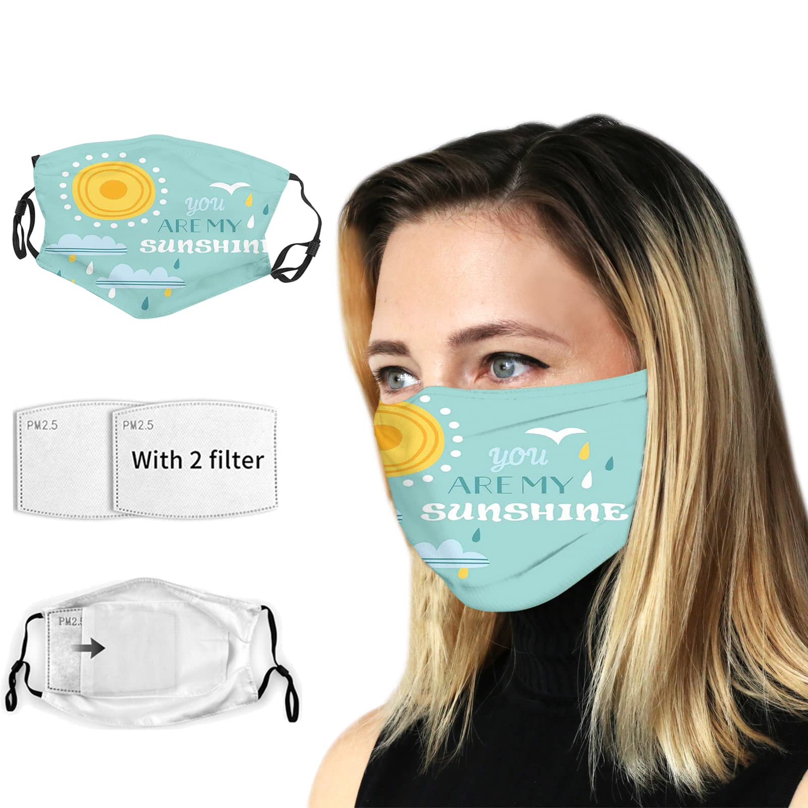 Washable Reusable Cloth Face Mask with Filter Pocket & 2 Filters - Dust-Proof Balaclava Style for Outdoor Activities, Cycling & Air Pollution Protection