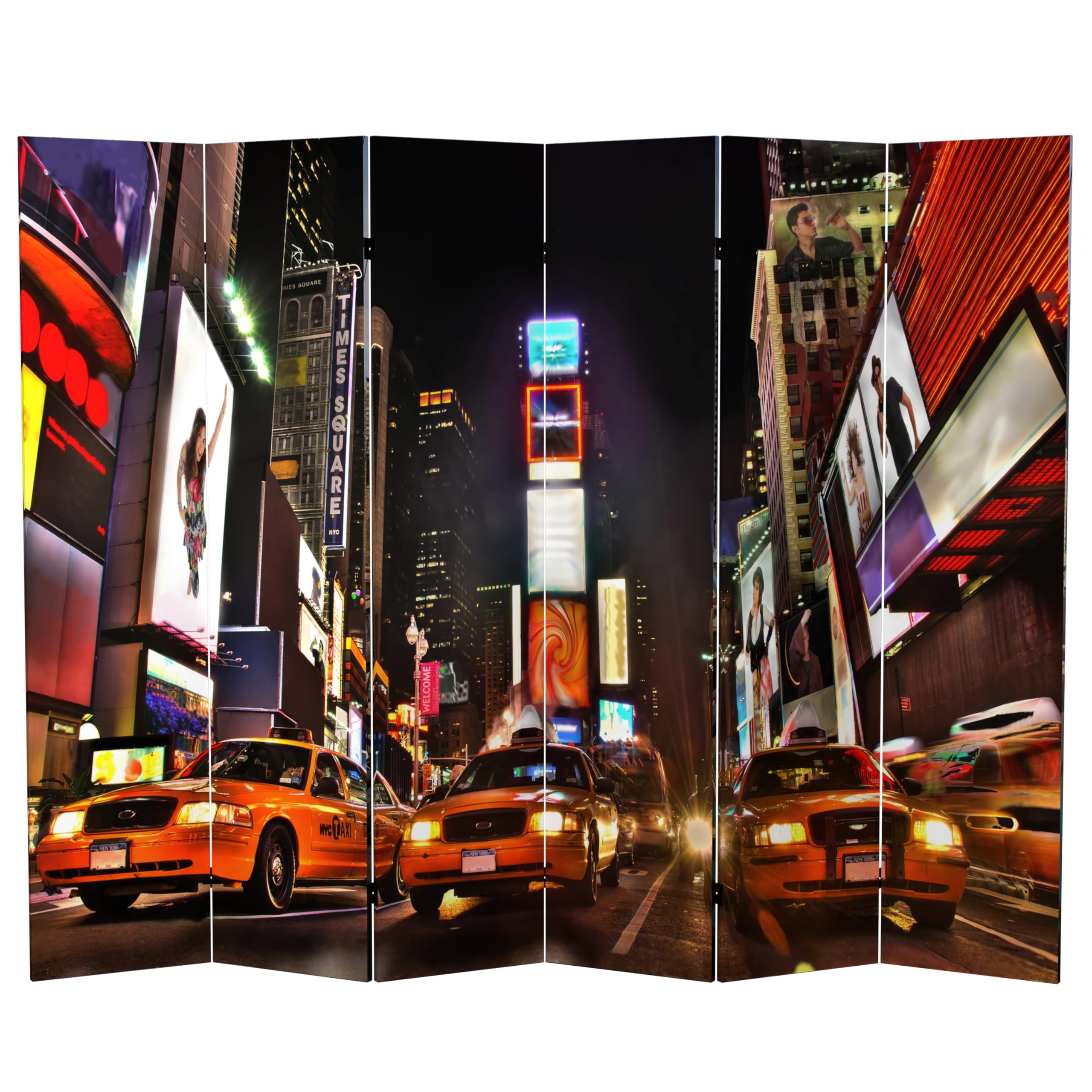 6 ft. Tall Double Sided NY Taxi Red Lantern Room Divider - 71.25