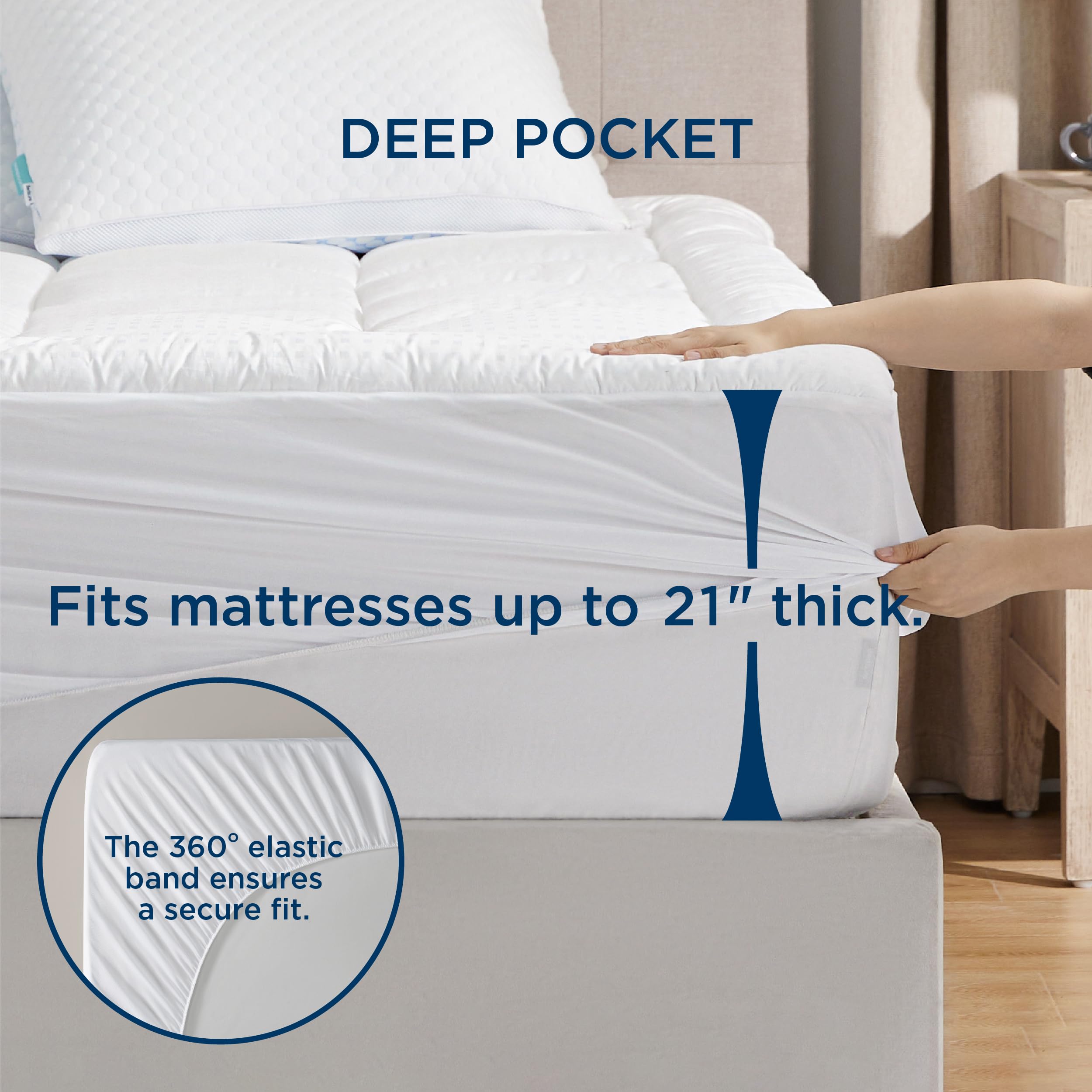 Bedsure Twin XL Mattress Pad & Topper - Deep Pocket Fits 8-21 Inch Mattresses, Cooling & Comfortable, White - Perfect for Dorm Rooms, Guest Beds & Home Comfort Upgrade
