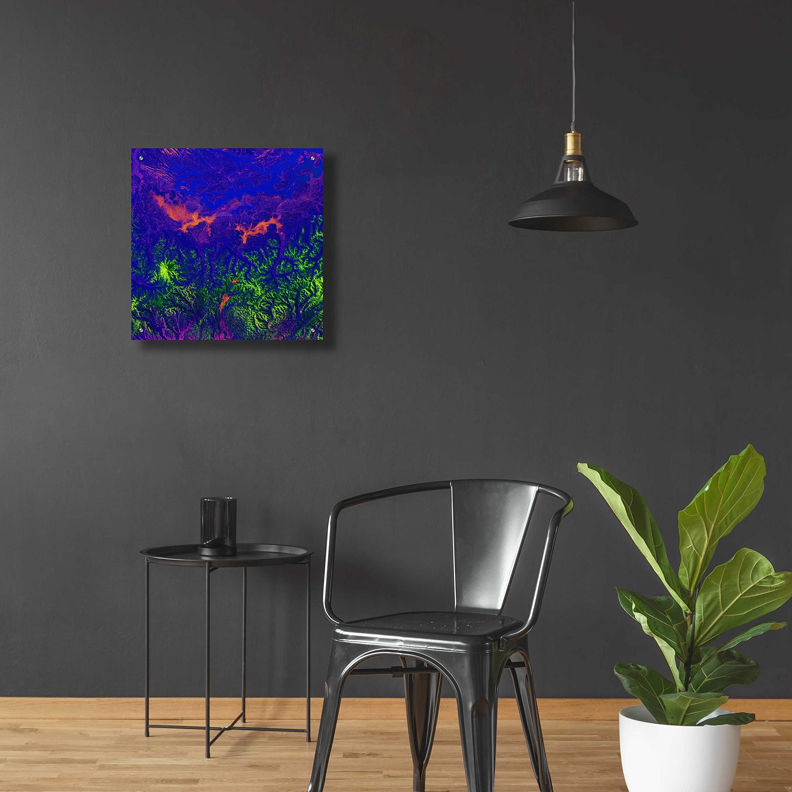 Epic Art 'Earth as Art: Fanciful Fluorescence' - 24x24 Inch Modern Acrylic Glass Wall Decor - Vibrant Abstract Landscape Painting for Living Room, Office & Bedroom