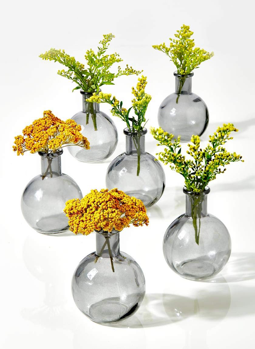 36-Pack Smoke Grey Glass Ball Bud Vases - 4
